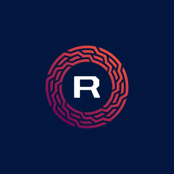 Modern Tech Cirkel Emblem Bokstav Ram Logotyp — Stock vektor
