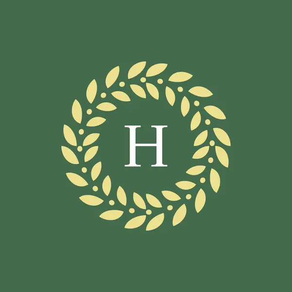 Modern Doğal Harf Yeşil Yapraklı Çiçek Logosu — Stok Vektör