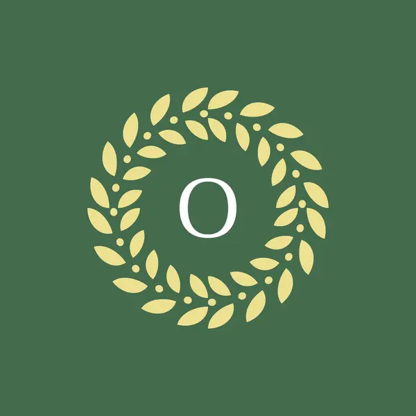 Современная Натуральная Буква Зеленые Листья Цветочный Логотип — стоковый вектор
