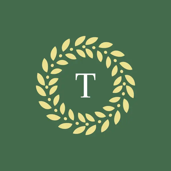 Moderne Und Natürliche Buchstaben Grüne Blätter Florales Logo — Stockvektor