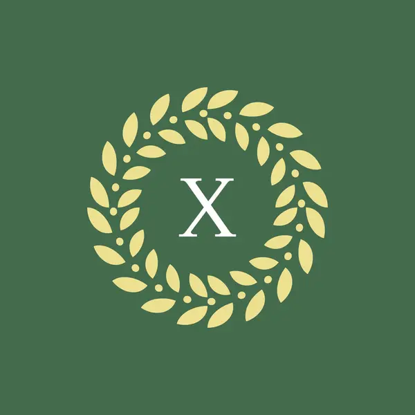 Moderner Und Natürlicher Buchstabe Grüne Blätter Florales Logo — Stockvektor