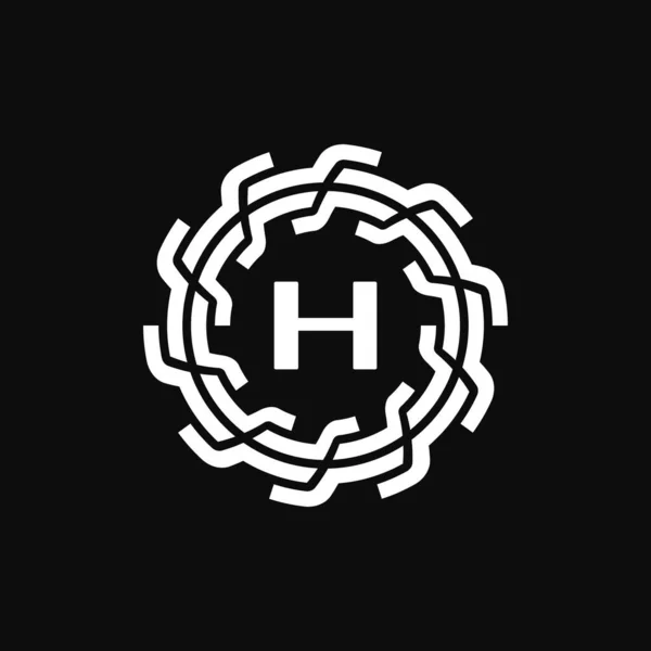 Zarif Birinci Harf Simetrik Teknoloji Çiçek Logosu — Stok Vektör