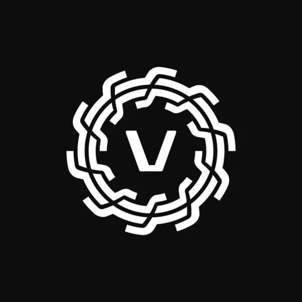 Elegantní Prémiové Počáteční Písmeno Symetrické Technologie Květinové Logo — Stockový vektor