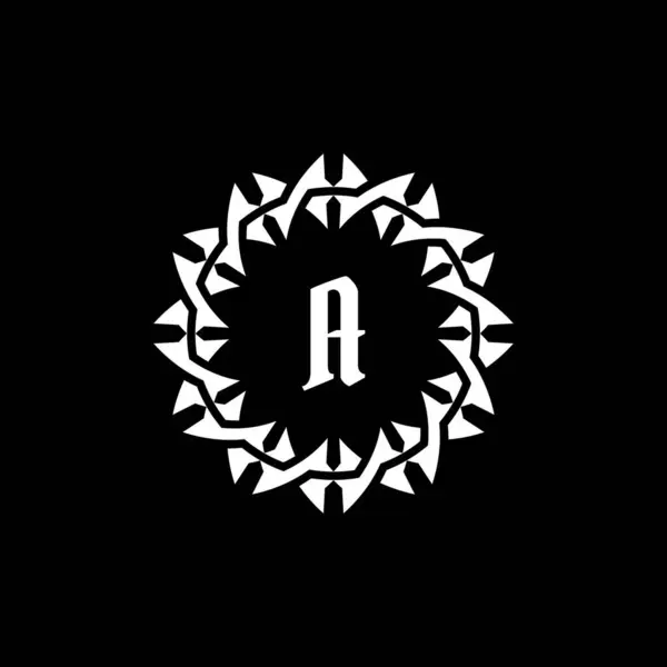 Harf Süslü Bir Sınır Çember Çerçeve Logosu — Stok Vektör