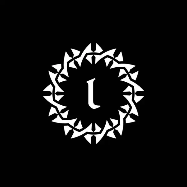 Başlangıç Harfi Süslemeli Sınır Çember Çerçeve Logosu — Stok Vektör