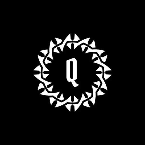 Carta Inicial Ornamental Borda Círculo Quadro Logotipo — Vetor de Stock