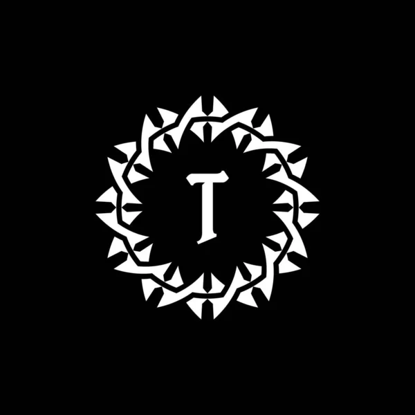 Ursprunglig Bokstav Dekorativa Gränsen Cirkel Ram Logotyp — Stock vektor