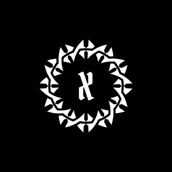 Harf Süslemeli Sınır Çember Çerçeve Logosu — Stok Vektör