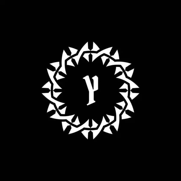 Başlangıç Harfi Süslemeli Kenarlık Çerçeve Logosu — Stok Vektör