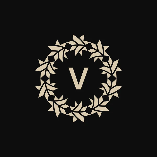 Lettre Initiale Bordure Ornementale Cercle Cadre Logo — Image vectorielle