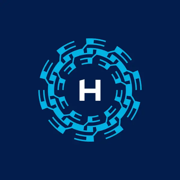 Başlangıç Harfi Süslemeli Sınır Çember Çerçeve Logosu — Stok Vektör