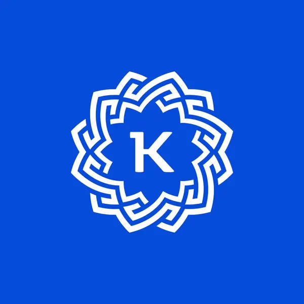 Logo Bingkai Lingkaran Batas Ornamental Huruf Awal - Stok Vektor