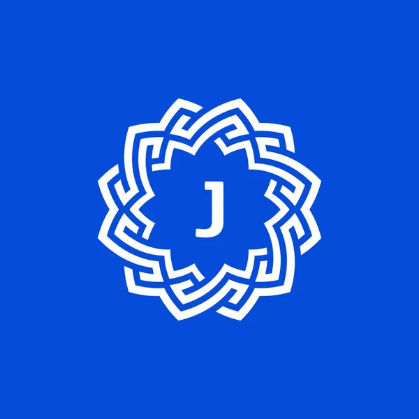 Úvodní Písmeno Ornamentální Okraj Kruhové Logo — Stockový vektor