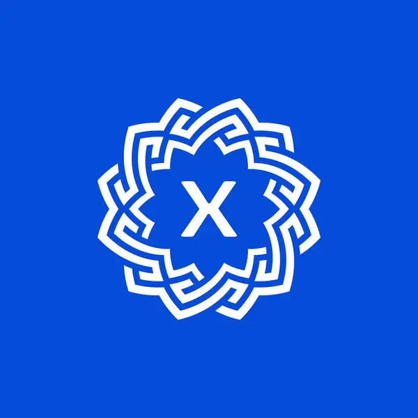 Initial Letter Ornamental Border Circle Frame Logo — Stock Vector