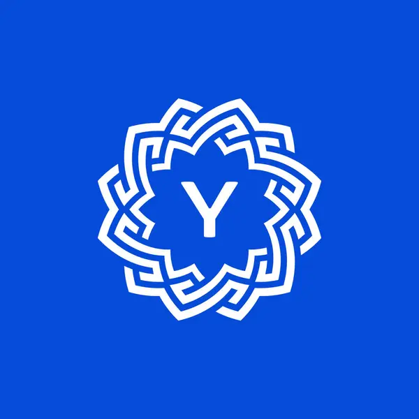Initial Letter Ornamental Border Circle Frame Logo — Stock Vector