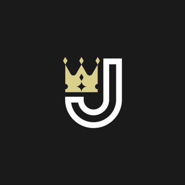 Modern zarif harf J taç kraliyet logosu