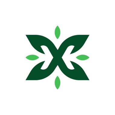 Modern ve Zarif harf X yaprağı veya yaprak logosu