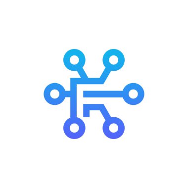 modern ve sofistike harf F ağ bağlantısı dijital elektronik