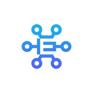 modern ve sofistike harf E ağ bağlantısı dijital elektronik