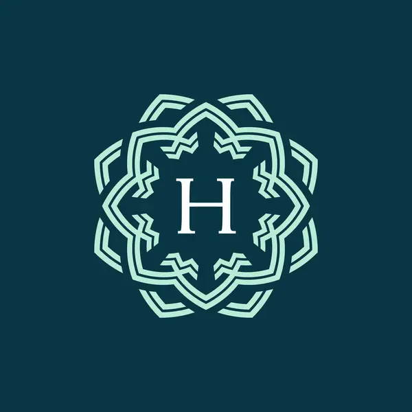 Lettre Initiale Bordure Ornementale Cercle Cadre Logo — Image vectorielle