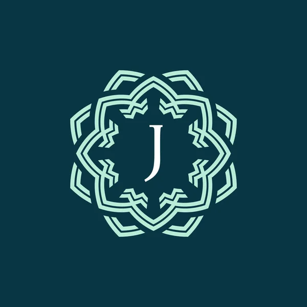 Úvodní Písmeno Ornamentální Okraj Kruhové Logo — Stockový vektor