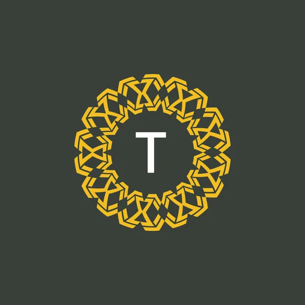 Bokstaven Medaljong Emblem Första Cirkel Emblem Logotyp — Stock vektor