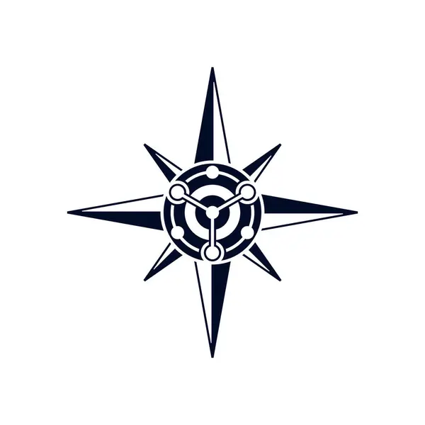 Современный Логотип Компаса Сочетании Аналитическими Цифровыми Данными — стоковый вектор