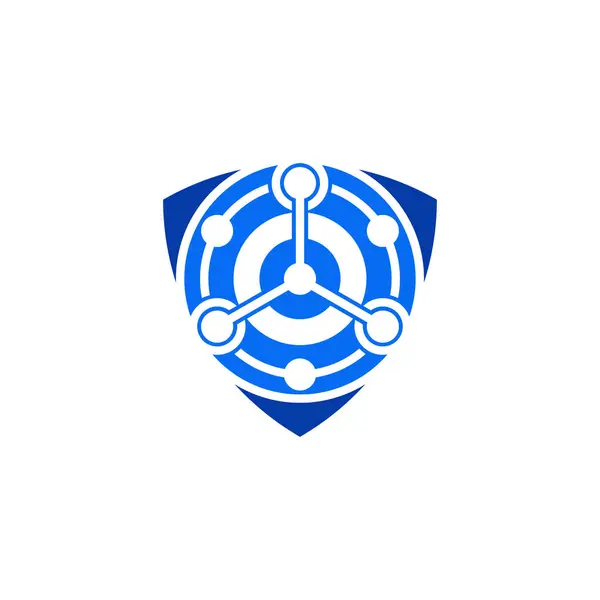 Modern Kalkan Logosu Analitik Dijital Verilerle Birleştirildi — Stok Vektör