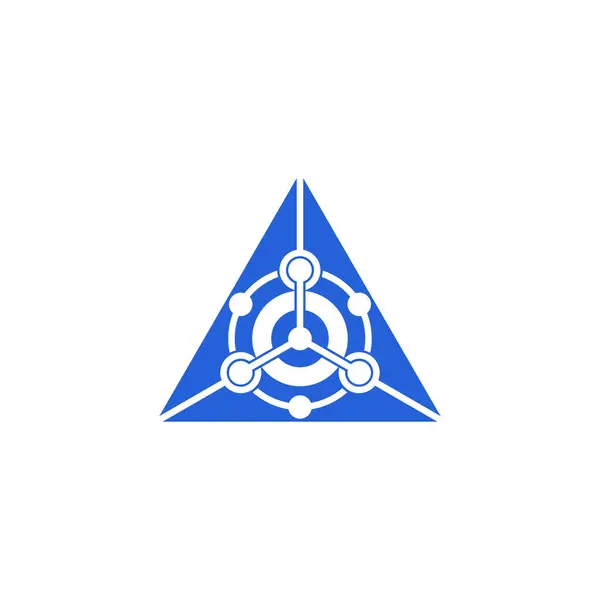 Logotipo Moderno Del Triángulo Combinado Con Datos Digitales Analíticos — Archivo Imágenes Vectoriales