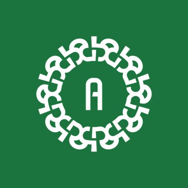 Amblem logosu baş harfleri A. Doğal ve organik daire amblemi. Çevreye dayalı şirketler için uygun