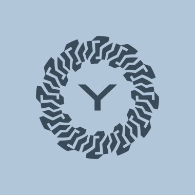 amblem logosu Y harfiyle başlıyor. Modern ve teknolojik amblemler dijital çağdaki şirketler için uygundur. alfabe dekoratif amblemi