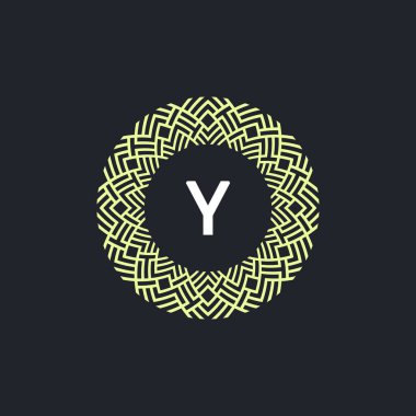 Logonun baş harfleri Y. Logo amblem dairesi zarif ve organik. yuvarlak desenli süs