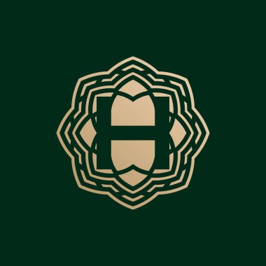 Zarif ve birinci harf H simetrik teknoloji çiçek logosu