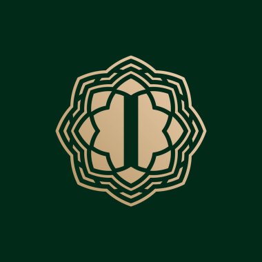 Zarif ve birinci harf I simetrik teknoloji çiçek logosu