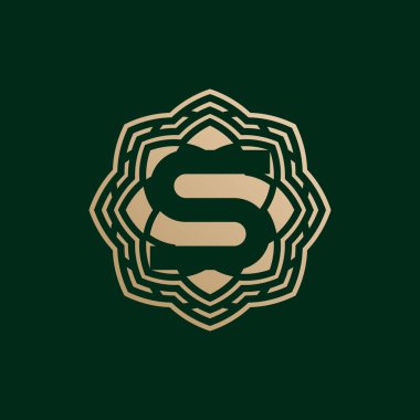 Zarif ve birinci harf S simetrik teknoloji çiçek logosu