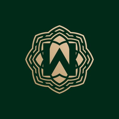 Zarif ve birinci harf W simetrik teknoloji çiçek logosu