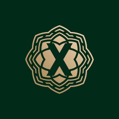 Zarif ve birinci harf X simetrik teknoloji çiçek logosu