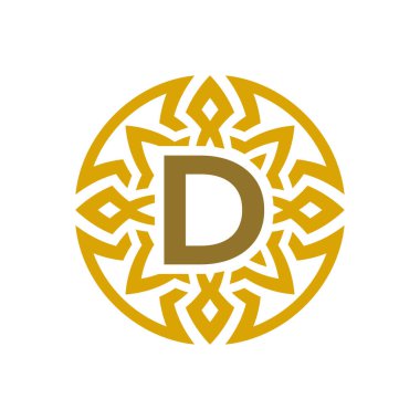 Zarif amblem rozeti ilk harf D etnik model daire logosu