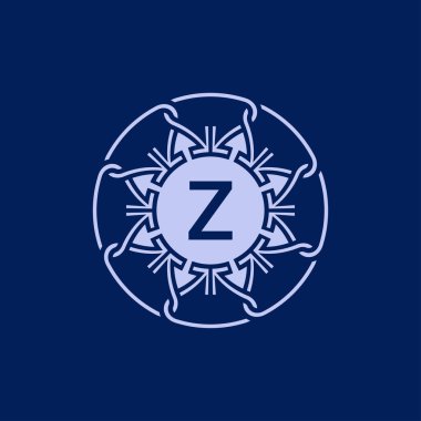 Benzersiz ve zarif ilk harf Z alfabe dairesi süslemeli amblem logosu