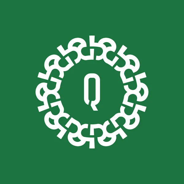 徽标首字母Q自然和有机的圆环标志标志 适用于环保公司 — 图库矢量图片
