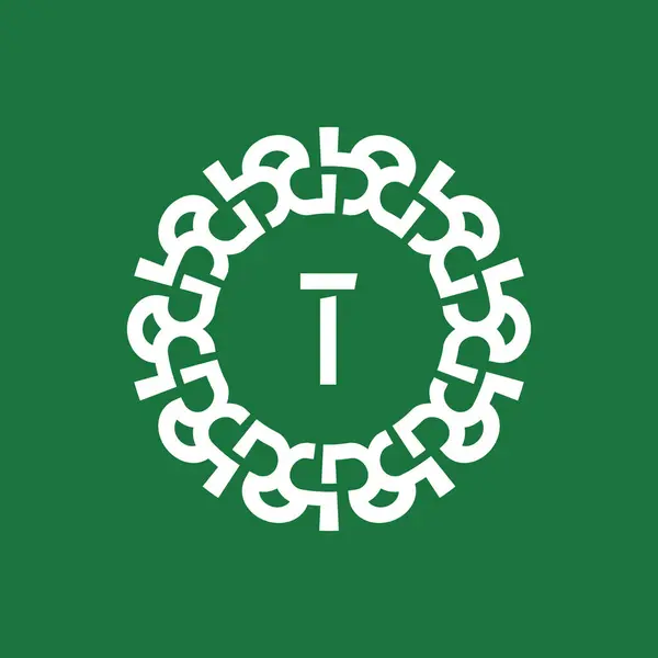 Emblem Logotyp Initialer Bokstaven Naturlig Och Ekologisk Cirkel Emblem Logotyp — Stock vektor