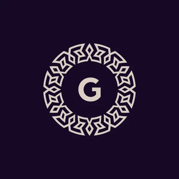 标识首字母G典雅和现代圆圈标志 装饰性单字徽章 — 图库矢量图片