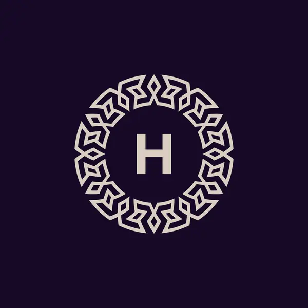 标识首字母H 典雅和现代圆形标志 装饰性单字徽章 — 图库矢量图片