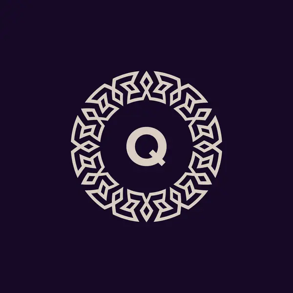 标识首字母Q典雅和现代圆形标志 装饰性单字徽章 — 图库矢量图片