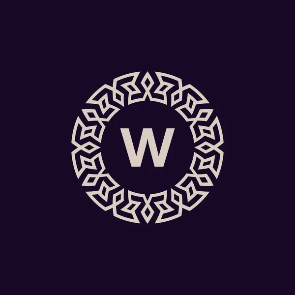 标识首字母W典雅和现代圆圈标志 装饰性单字徽章 — 图库矢量图片