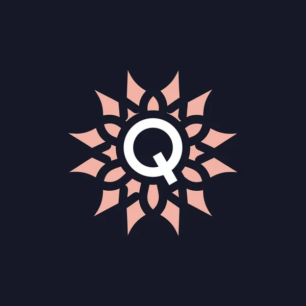 雅致美丽的字母Q花朵绽放的标志 — 图库矢量图片