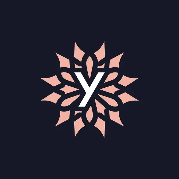 Zarif Güzel Harf Çiçek Açan Logo — Stok Vektör