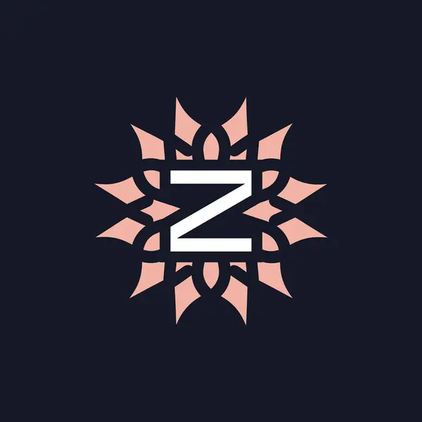 雅致美丽的字母Z花朵绽放的标志 — 图库矢量图片