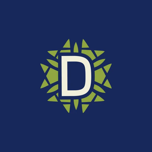 Μοντέρνο Και Φυσικό Γράμμα Πράσινα Φύλλα Floral Λογότυπο — Διανυσματικό Αρχείο