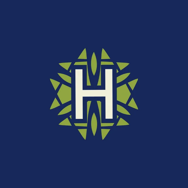 现代自然字母H绿叶花卉标志 — 图库矢量图片